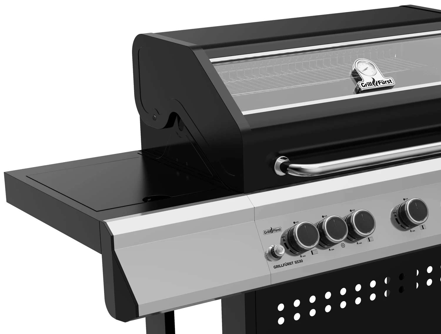 Grillfürst S530G 5-Brenner Gasgrill Mit Seitenkocher Und Gusseisen Rosten Inkl. Abdeckhaube 3 Grillfürst S530G 5-Brenner Gasgrill Mit Seitenkocher Und Gusseisen Rosten Inkl. Abdeckhaube – Bild 3