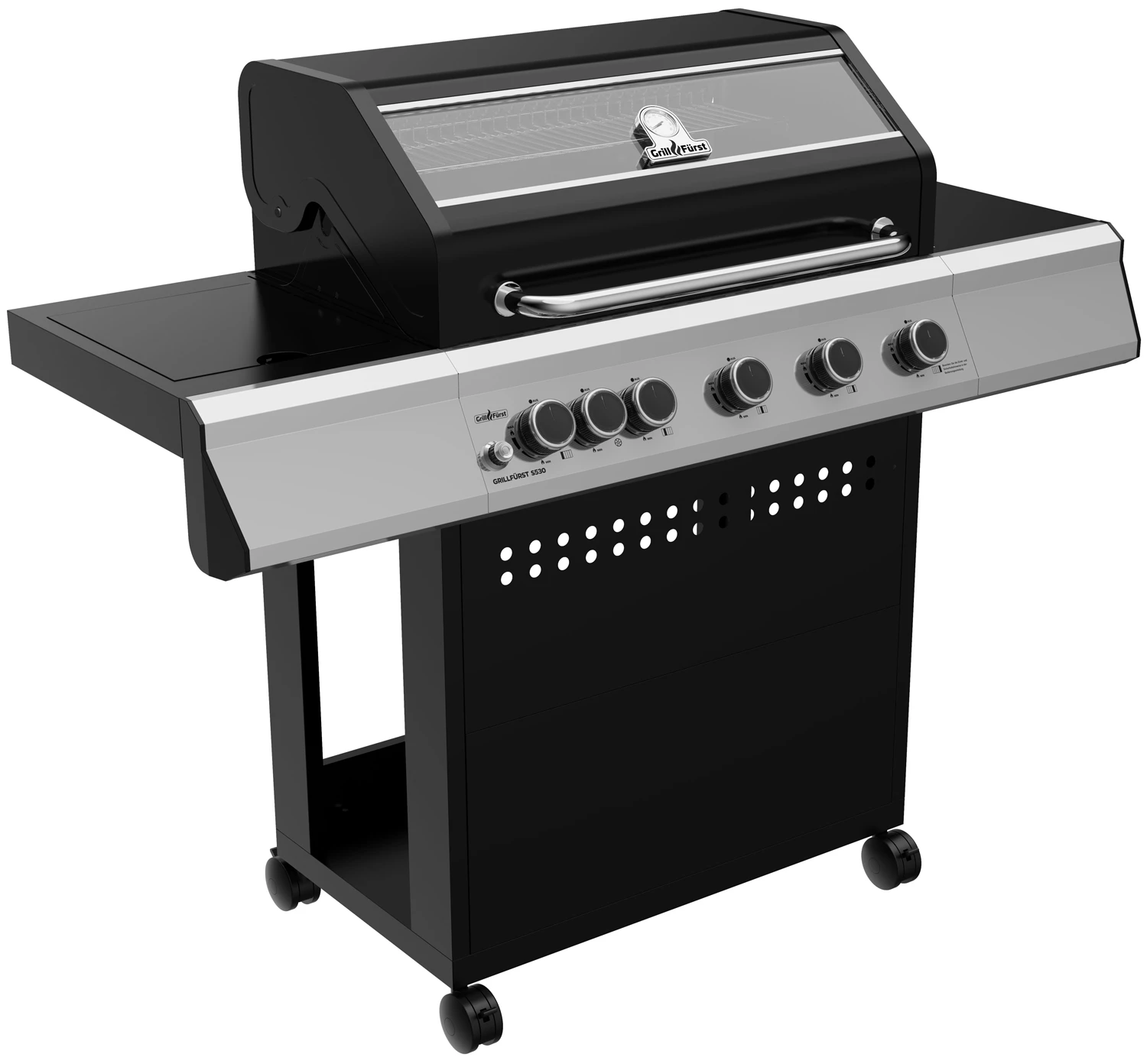 Grillfürst S530G 5-Brenner Gasgrill Mit Seitenkocher Und Gusseisen Rosten Inkl. Abdeckhaube 2 Grillfürst S530G 5-Brenner Gasgrill Mit Seitenkocher Und Gusseisen Rosten Inkl. Abdeckhaube – Bild 2