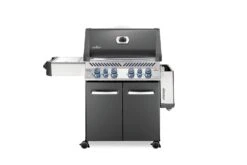 Napoleon Prestige 500 Gasgrill, Charcoal Grau - Mit Safety Glow - X-DEAL Inkl. Grillthermometer, Schneidebrett Und Windschild Für SIZZLE ZONE -Grill Mit Freu Geschaft Napoleon Prestige 500 Gasgrill grey Seitenablage abgeklappt