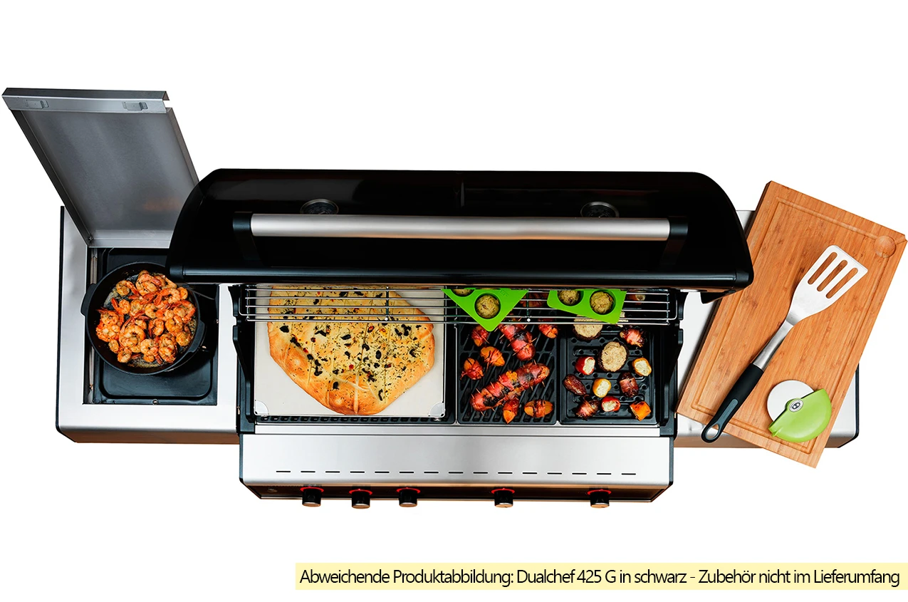 Outdoorchef Dualchef S 425 G Edelstahl Gasgrill Mit Seitenkocher + Blazing Zone Infrarotbrenner + DGS Gusseisen Grillrost 2 Stk. + DGS Gemüse Grillrost 2 Stk. 17 Outdoorchef Dualchef S 425 G Edelstahl Gasgrill Mit Seitenkocher + Blazing Zone Infrarotbrenner + DGS Gusseisen Grillrost 2 Stk. + DGS Gemüse Grillrost 2 Stk. – Bild 17