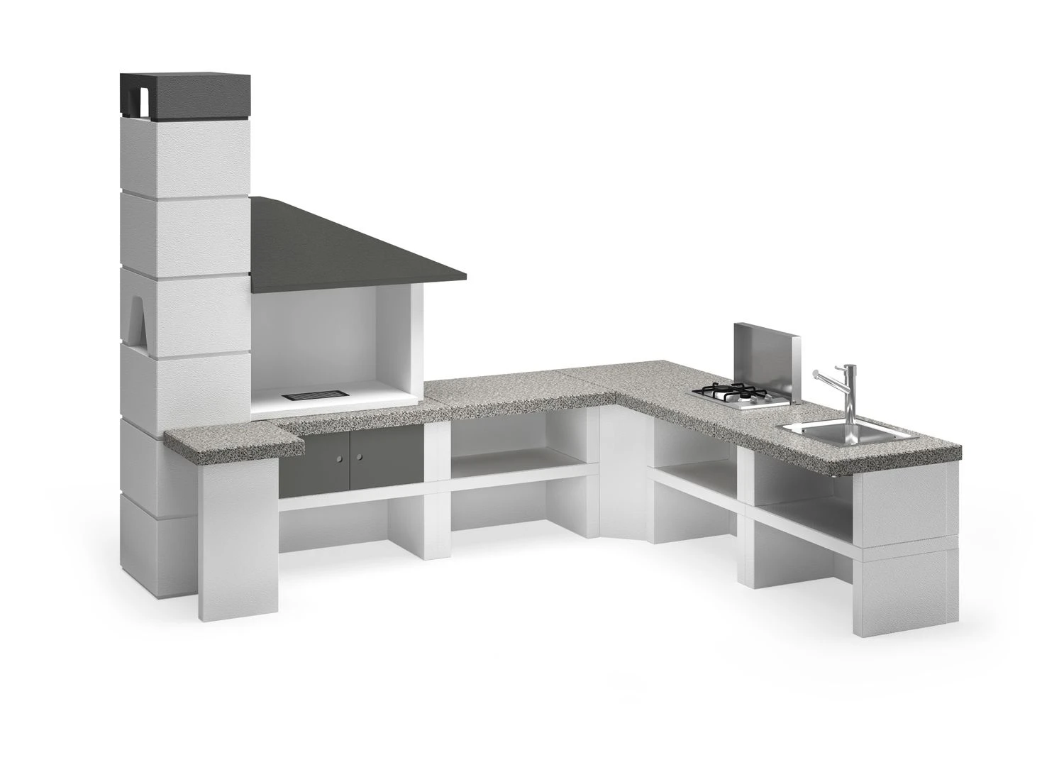 Palazzetti Gartenküche: Modul Ecke, Marmortech Grau 1 Palazzetti Gartenküche: Modul Ecke, Marmortech Grau