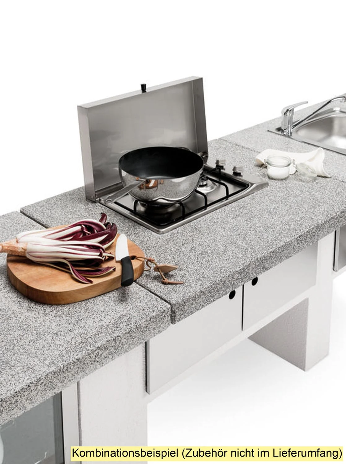 Palazzetti Gartenküche: Modul: 2- Flammige Gaskochstelle Mit Edelstahl Abdeckung, Marmortech Grau 1 Palazzetti Gartenküche: Modul: 2- Flammige Gaskochstelle Mit Edelstahl Abdeckung, Marmortech Grau