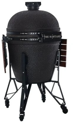 The Bastard Keramikgrill Urban XL - Complete - Schwarz Matt - Modell 2023 -Grill Mit Freu Geschaft The Bastard XL Urban Keramikgrill BU210 Seitentisch abgeklappt